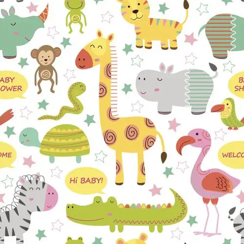 可爱的,野外动物,四方连续纹样,自然,式样正版矢量图素材下载