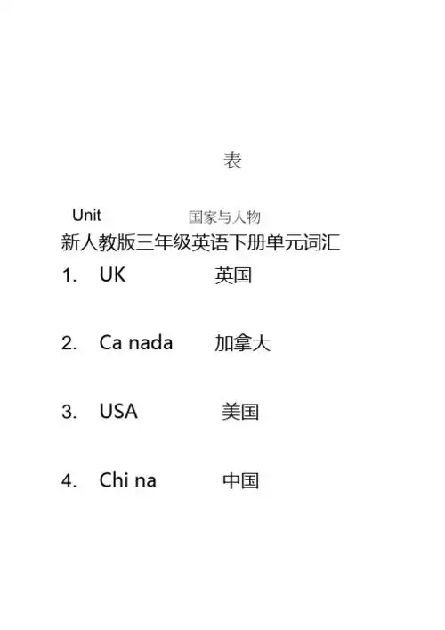 三年级下册英语书单词表 - 百度文库