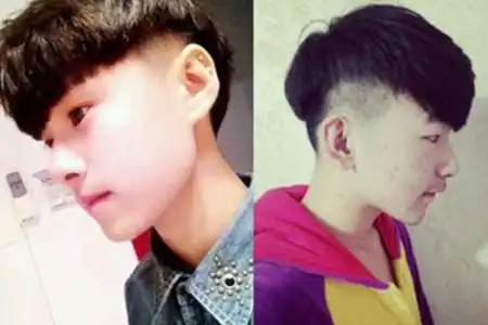 两边掏空上面盖下来的发型