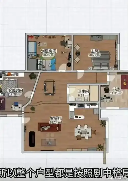 《家有儿女》刘星家里的户型图,这放到现在得卖多少钱啊?