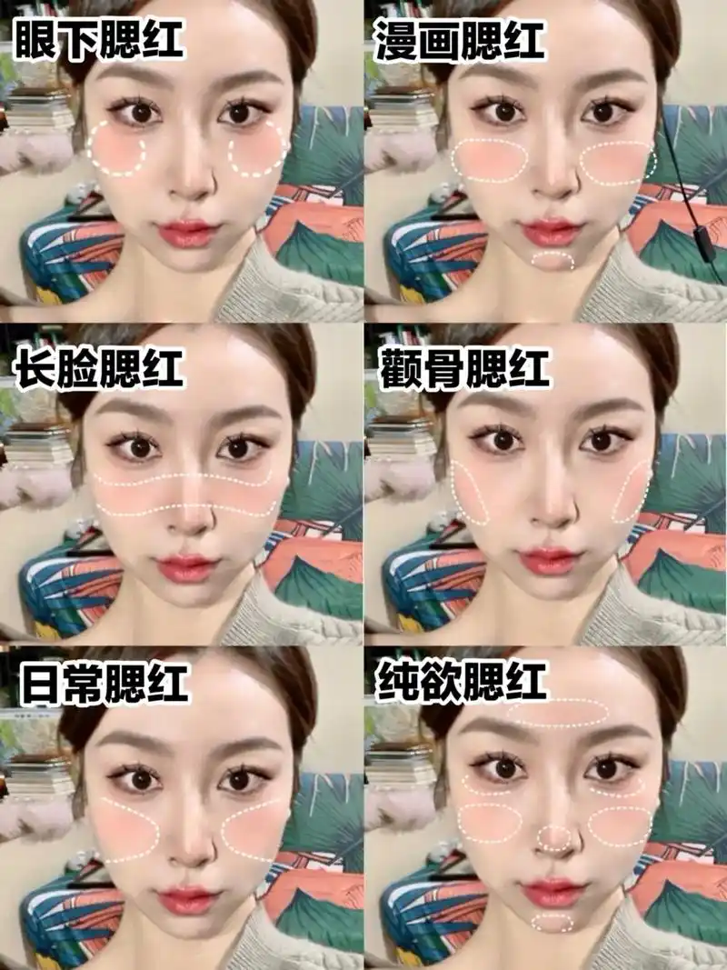 新手日常腮红画法 各种脸型都9315!#美妆 #妆容 #腮红 - 抖音