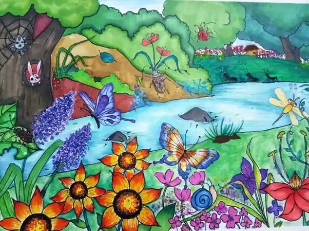 原创范画美丽的大自然给孩子们的"自然教育大自然风景画简笔画儿童