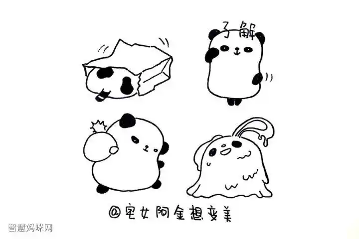 一组萌萌的动物可爱表情简笔画图片-图4