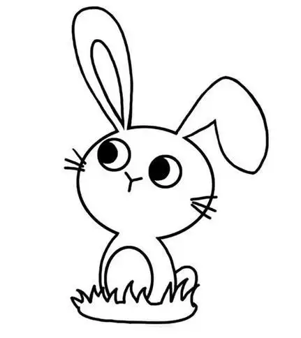 给小草涂上绿色,我们的小兔子简笔画就完成了.