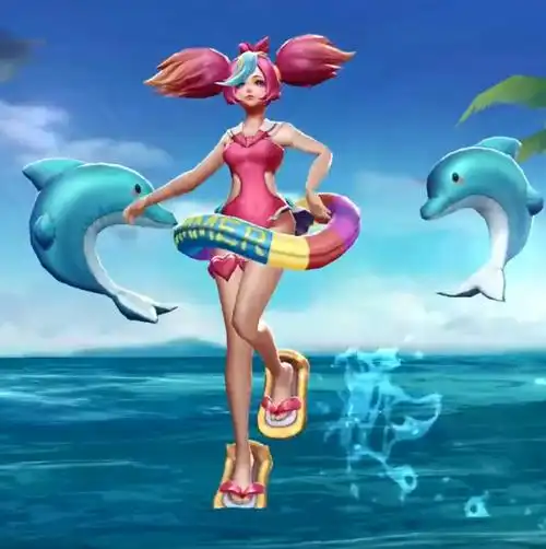 玩家自制泳装派对皮肤程咬金化身时尚达人而虞姬可爱超a