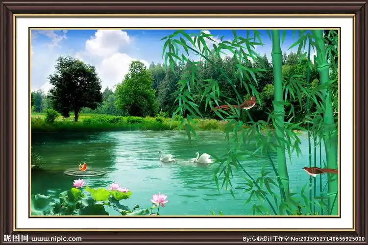 山水风景竹子图图片