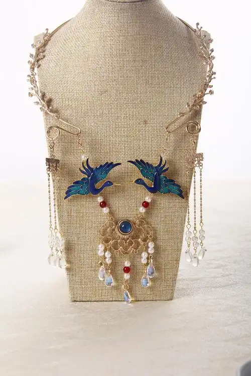 原创设计古风汉服明制坦领璎珞项圈唐风古装宋制流苏珍珠项链颈饰