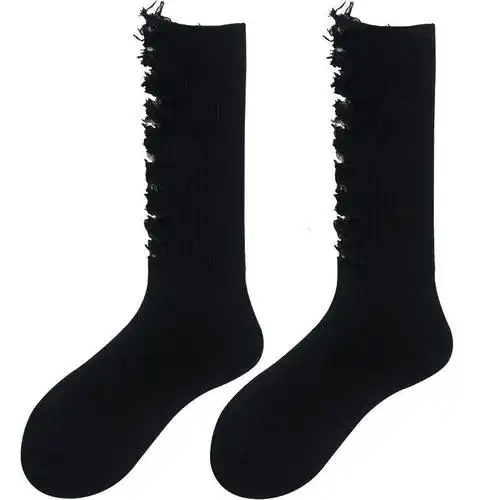 黑色袜子女乞丐袜网红个性中筒破洞镂空ins潮jk运动白