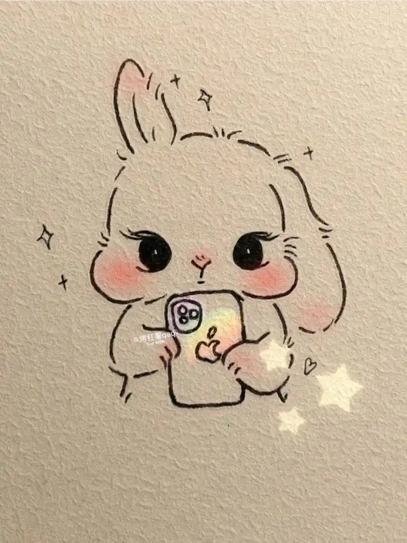 可爱简笔画|萌兔自拍~79 咔咔78我枕馍这么可爱!