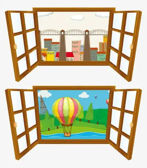 矢量手绘打开窗户