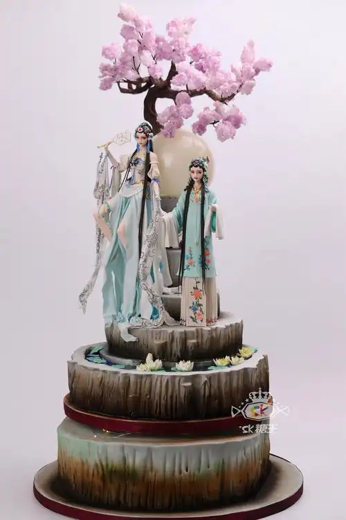 【sk糖王】翻糖蛋糕—古风翻糖人偶作品