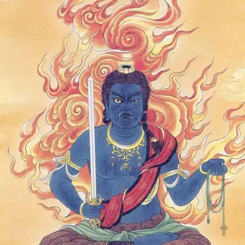 南无不动明王菩萨佛像挂画属鸡人平安吉祥物居家供奉神像丝绸卷轴