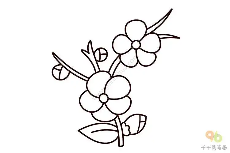 梅花简笔画怎么画简笔画梅花黑白梅花简笔画图片儿童画梅花树简笔画