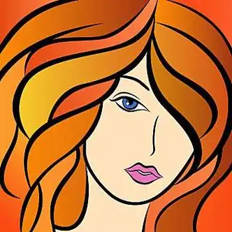 美女女人头发抽象头像彩色手绘画矢量艺术品