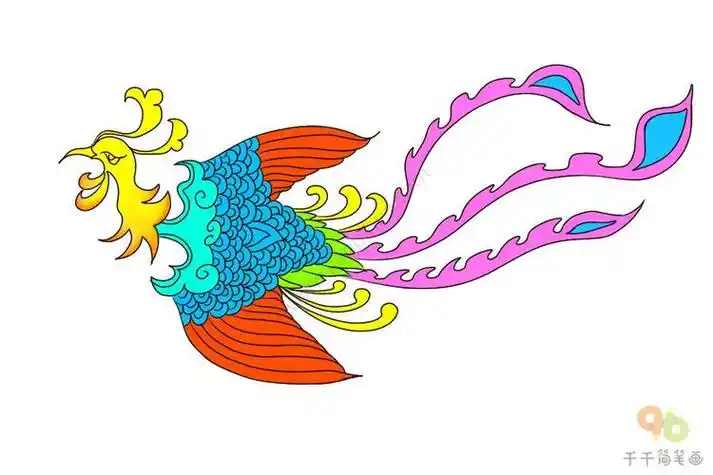 凤凰简笔画百鸟王
