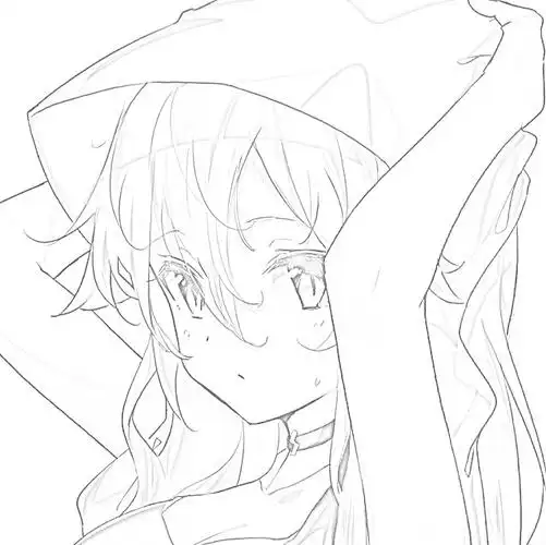 自转线稿可爱动漫女头橙池未蓝crystal