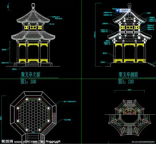 单围重檐八角亭(聚义亭)设计图__园林设计_环境设计_设计图库_昵图网
