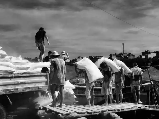 为工作之余从2014年至今长达5年,用手机影像记录的码头工人搬运木薯