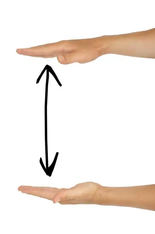 对的孤立的手,一双孤立手作为测量或调整大小的手势.