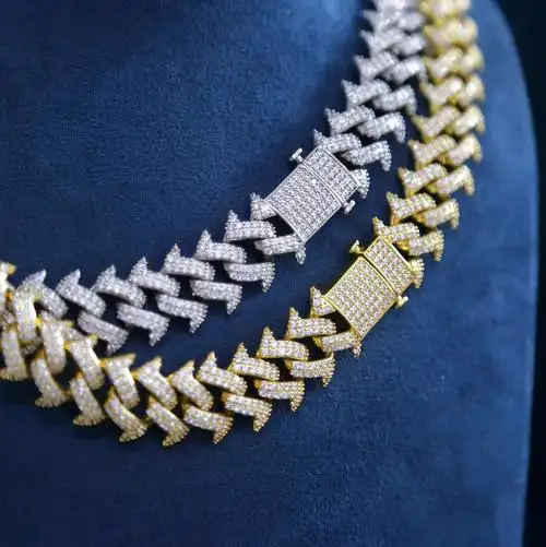 15mm欧美新款荆棘古巴项链18k白金镶嵌天然项链