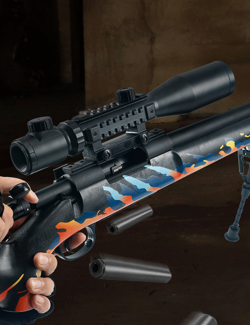 捷鹰m24大号抛壳软弹枪awm枪男孩成人吃鸡模型玩具枪 黑色皮肤 如图