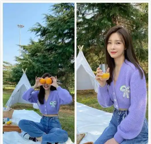 原创沈梦辰与友人春游笑容灿烂清纯怡人长颈鹿脖子显身形娇瘦