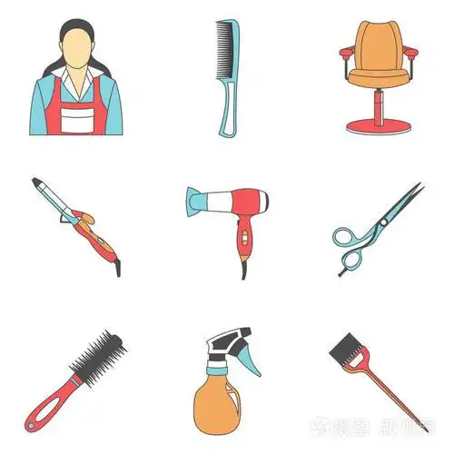 矢量图的理发师和设备的颜色设置
