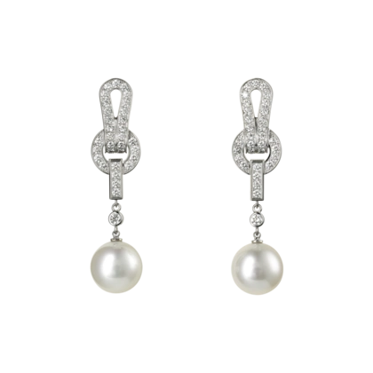 18k白色黄金,养殖珍珠,钻石