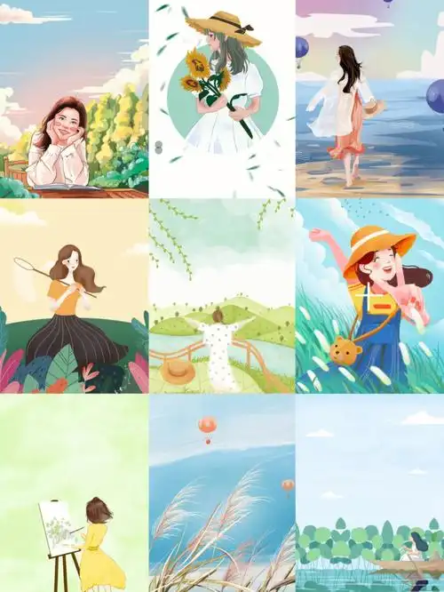 原创手绘插画海报小清新背景壁纸素材