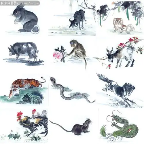 图片介绍当前图片:水墨12生肖图片下载,主题为高清十二生肖图片,可用