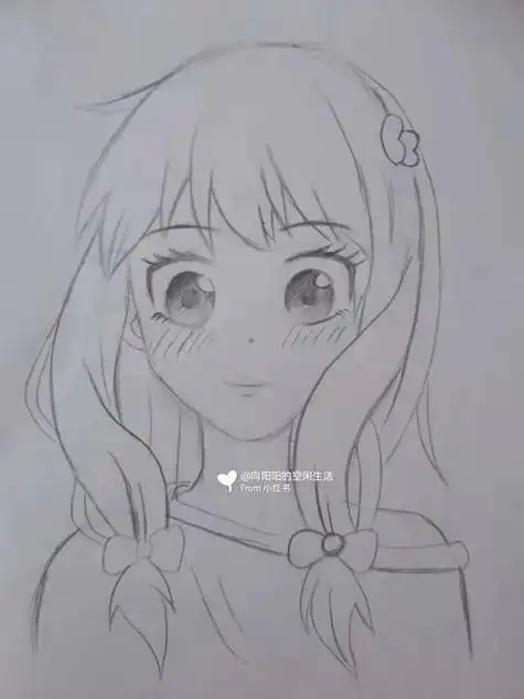 素描画画简笔画女孩