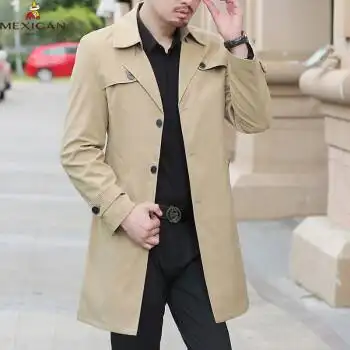 稻草人中长款风衣男2022春秋季新款超大码男士商务休闲外套中青年男装