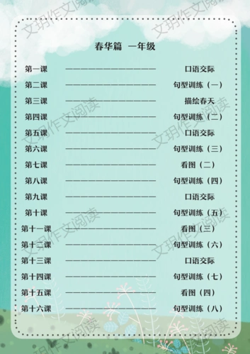 文玥作文阅读四期课程目录展示