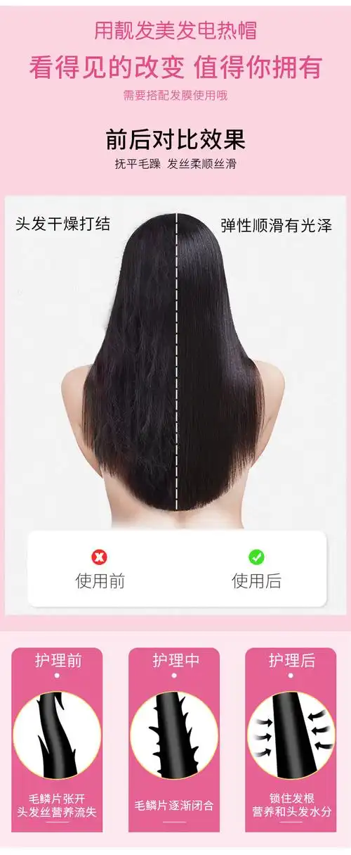 粉色小猫调温电热帽美发加热帽染发焗油帽家用蒸发帽倒膜帽批发