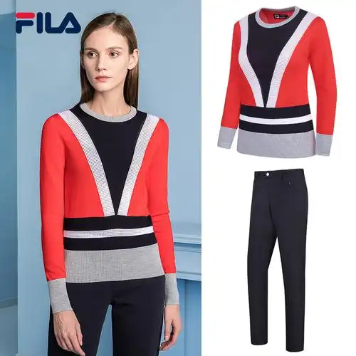 fila斐乐女运动套装2018春季新品时尚优雅运动长袖长裤套装女