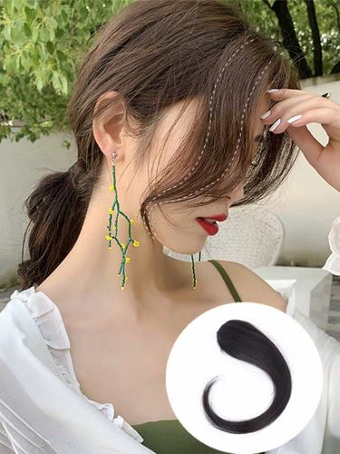 偏分_韩式中分八字刘海假发片网红修脸隐形无痕偏分斜刘海假发女仿真