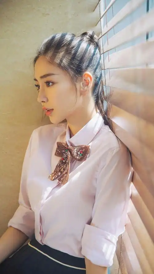 短裙马尾辫 angelababy 少女感爆棚清纯可爱