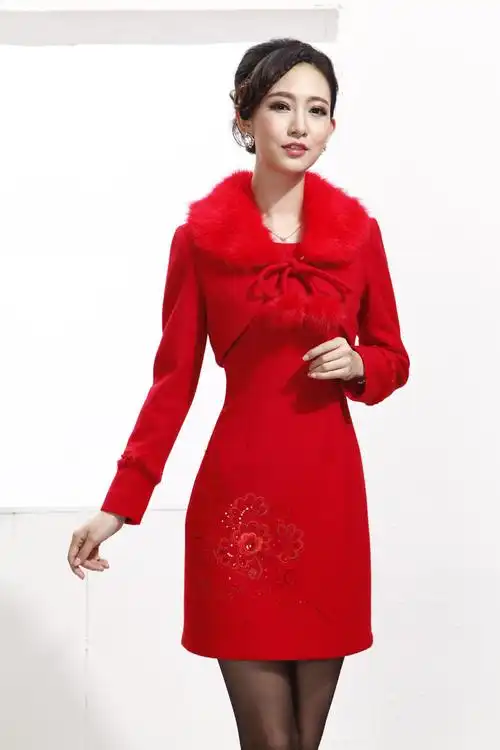 新思路2014秋冬款新娘结婚礼服敬酒服回门红色两件套连衣裙