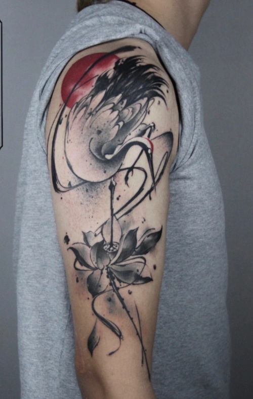 最新仙鹤纹身图案大全男女10