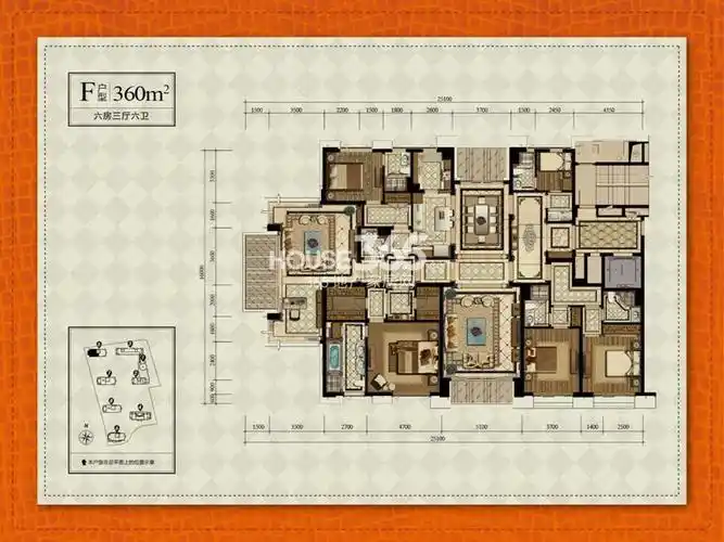 武林外滩5号楼f户型 360㎡ 六房三厅六卫