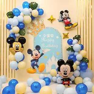 米奇男宝宝1一周岁生日派对气球场景布置男孩鼠宝宝主题会场装饰2