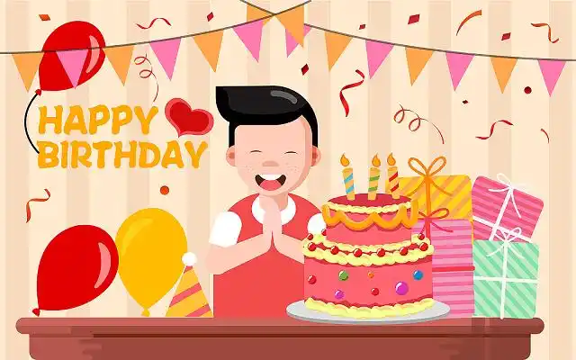 儿童生日聚会寿星许愿对着蛋糕场景eps素材儿童生日会手绘卡通生日