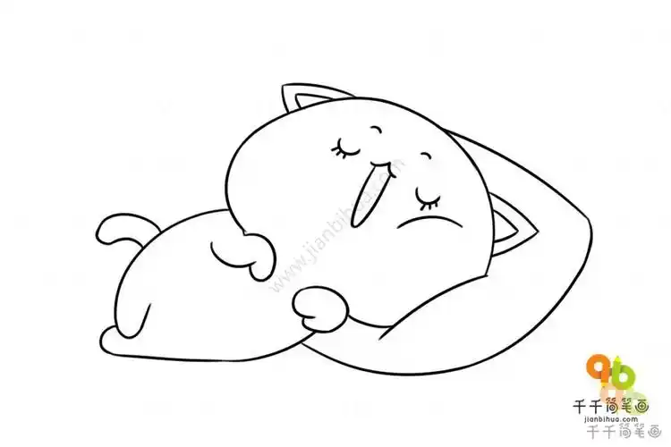 线条简单的猫咪涂色模板大全
