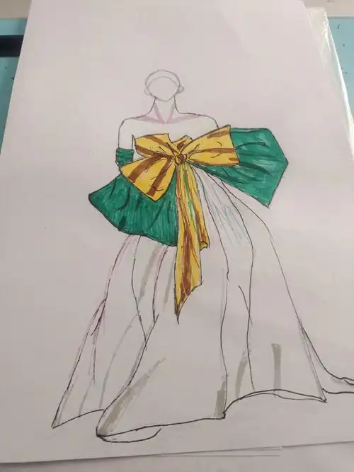 彩色线描 #晚礼服  #马克笔手绘
