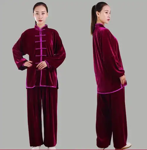 太极服金丝绒秋冬武术练功服中老年男女晨练武术服太极拳服装恒树