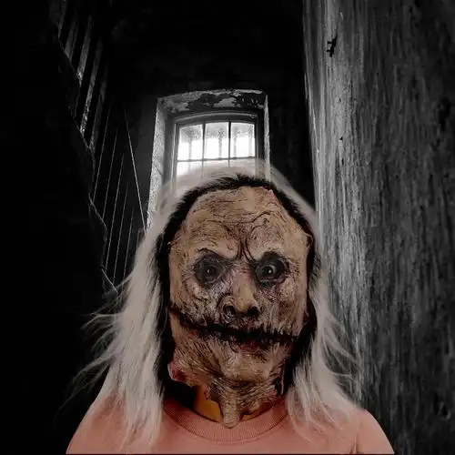 白发女鬼万圣节cosplay化妆舞会恐怖白发女鬼面具厂家批发