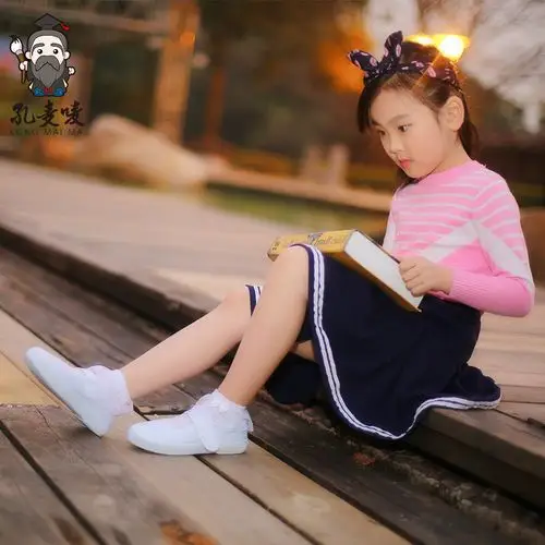 儿童学生白布鞋帆布球鞋男女幼儿学校纯白色运动体操小孩子表演鞋