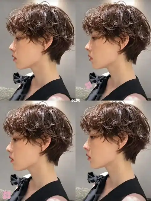 女生超短发烫发分享|个性凌乱纹理短发女生