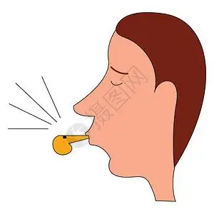 教练 口哨吹口哨插图白色背景的矢量插画