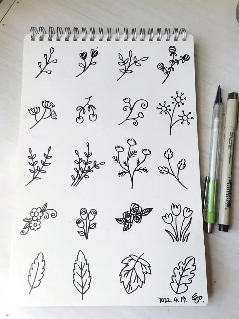 20种植物小装饰简笔画画法-原创60